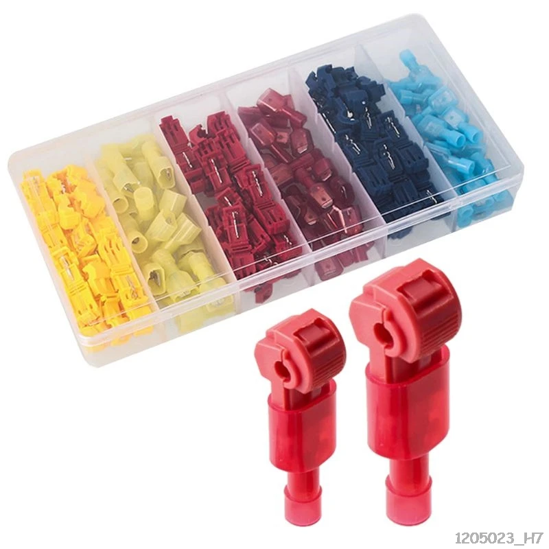 

120Pcs Terminal Boxed Set 6 Types Electric Wire Connectoe Assorted Insulated Clamp Cold-Press T-Tap Wire Spade Kit