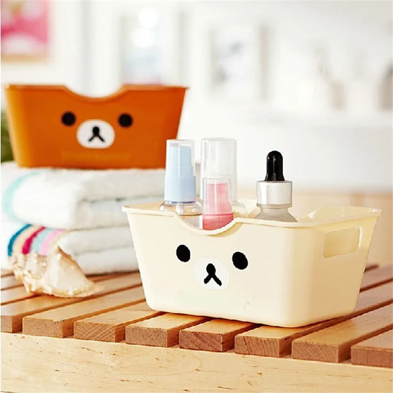 

100pcs/lot 3 color Cartoon printed Rilakkuma rectangular storage box, desktop debris sorting box glove box