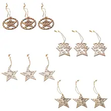 3 uds nórdico Vintage de madera de cinco puntas de la estrella del árbol de Navidad escaparate DIY decoración de árbol de Navidad colgante ornamento