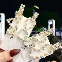 Корейский стиль Для женщин студент Сердце заколки для волос с искуственным жемчугом клипы выдалбливают 8-образной тульи в виде звезд-невидимок Ponytail заколки