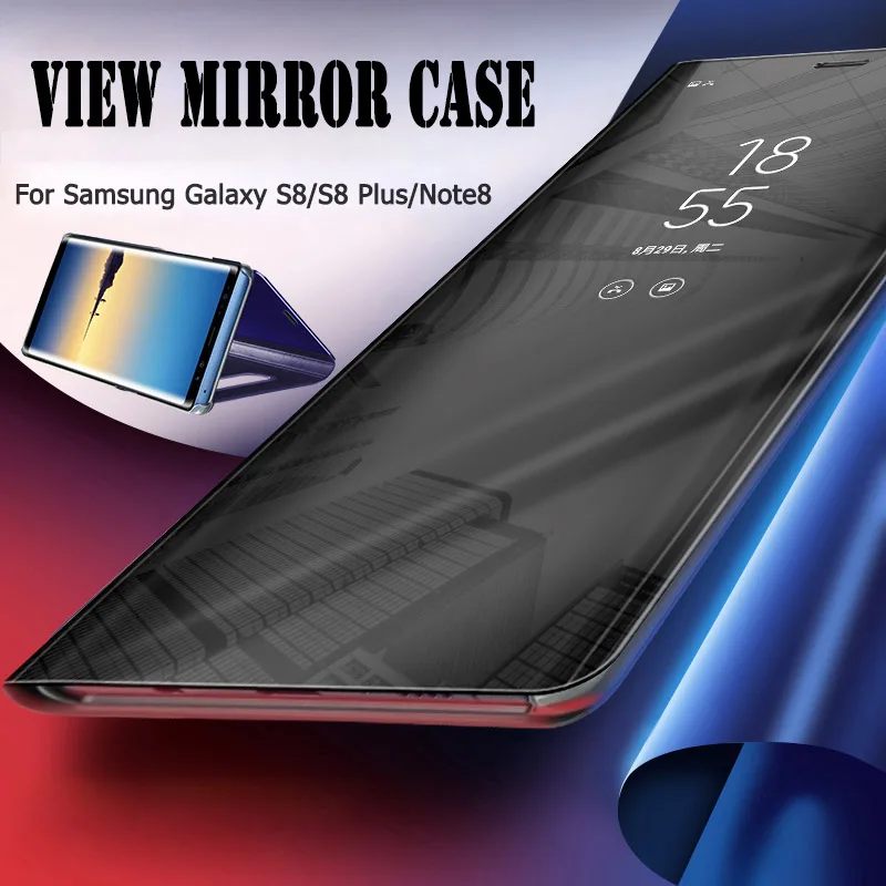 Luxury Leahter Stand Clear View Mirror Hard Flip Case For Samsung Galaxy S8 Plus S7 S6 Edge Note 8 J5 J7 2017 EU Version Cover | Мобильные