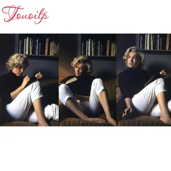 

TOUOILP 3pcs Diamond embroidery Marilyn Monroe Diamond painting cross stitch Square/Round diamond Mosaic Rhinestone Home Decor
