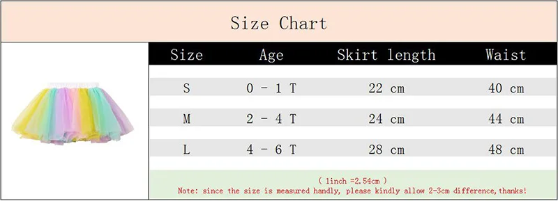 Tutu Elastic Size Chart