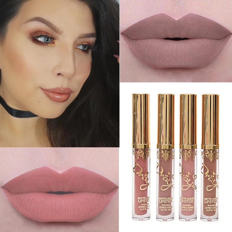 

Dragon Ranee Brand Makeup Shimmer Liquid Lipgloss Professional Waterproof Matte Liquid Lipstick Style Nude Lips pintalabios