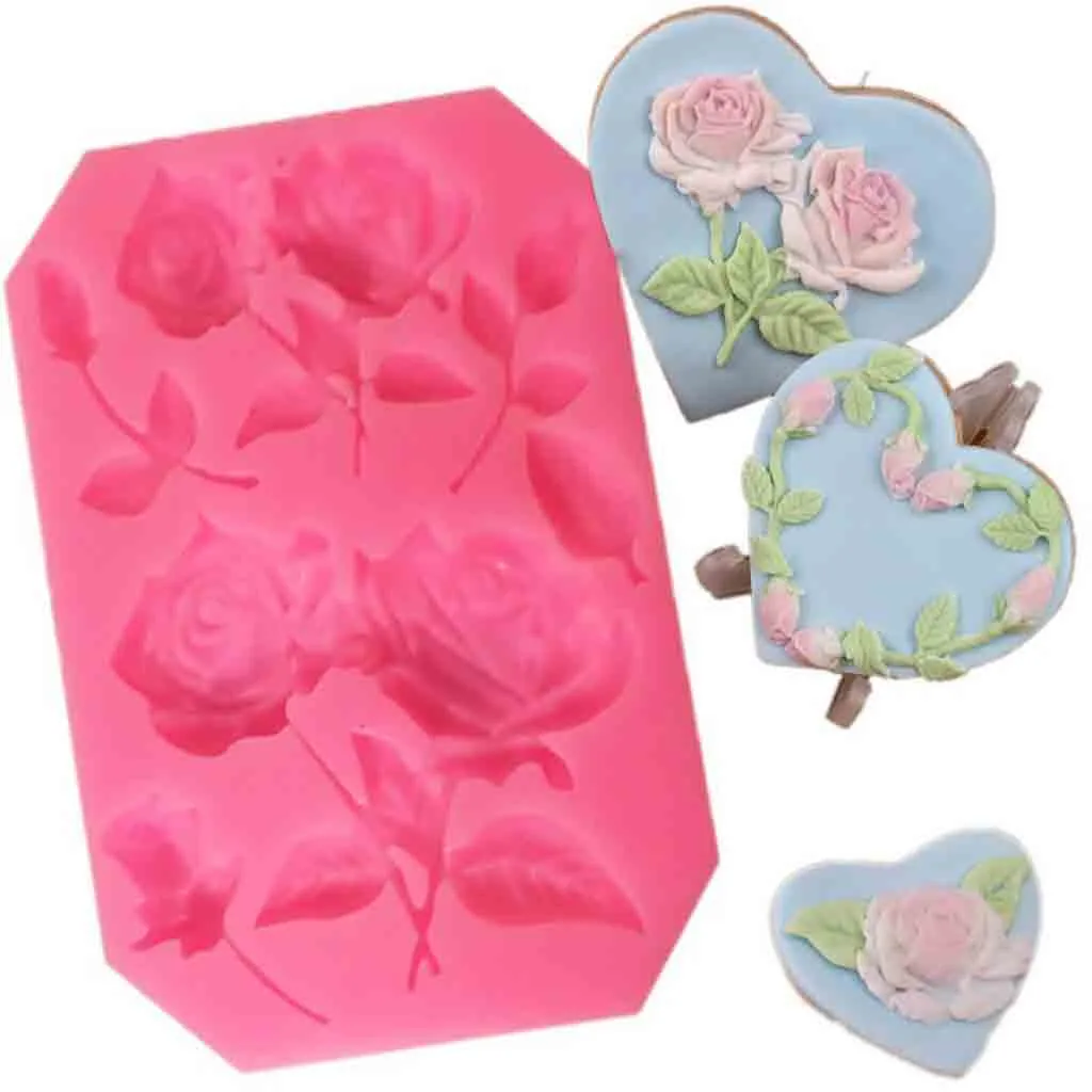 

3D Mini Roses Flower Liquid Silicone Cake Mold DIY Fondant Mold Cake Kitchen convenient and practical household items