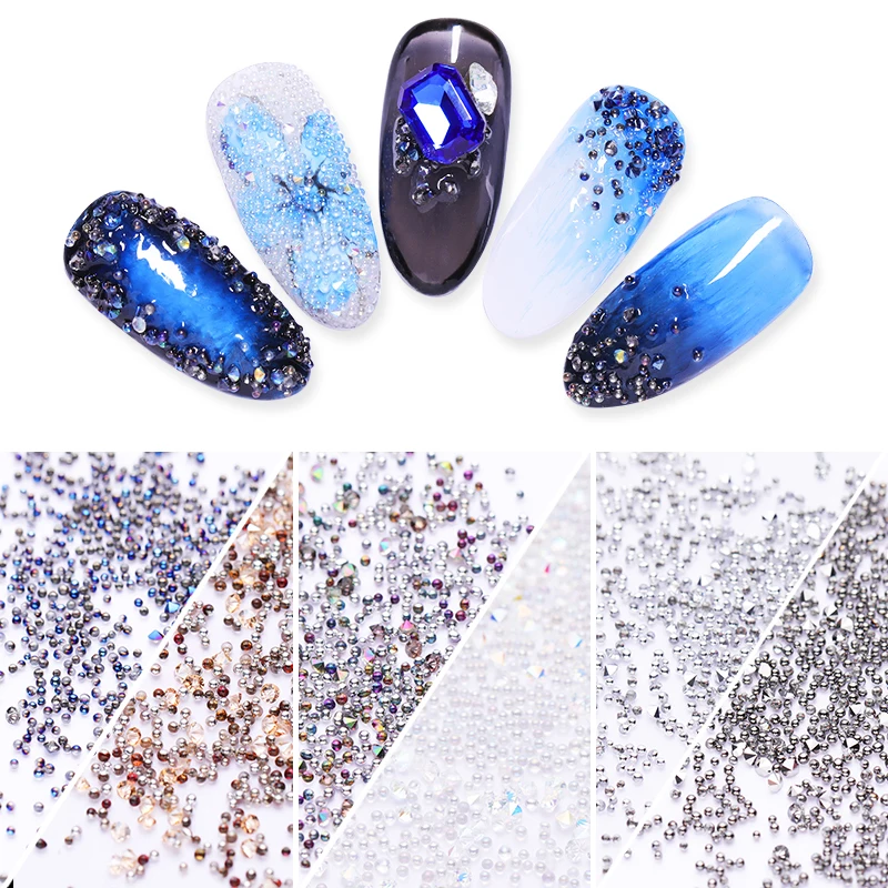 

Mini Beads 3D Nail Rhinestone Nail Art Decoration Colorful Mixed Size Manicure DIY Nail Art Decorations UV Gel Polish Design