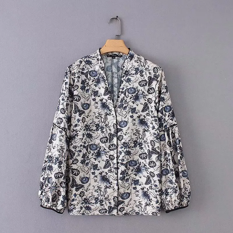 women vintage stand collar chinese style floral print casual smock ...