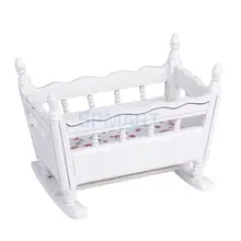 1/12 миниатюрная белая деревянная колыбель для детской кроватки