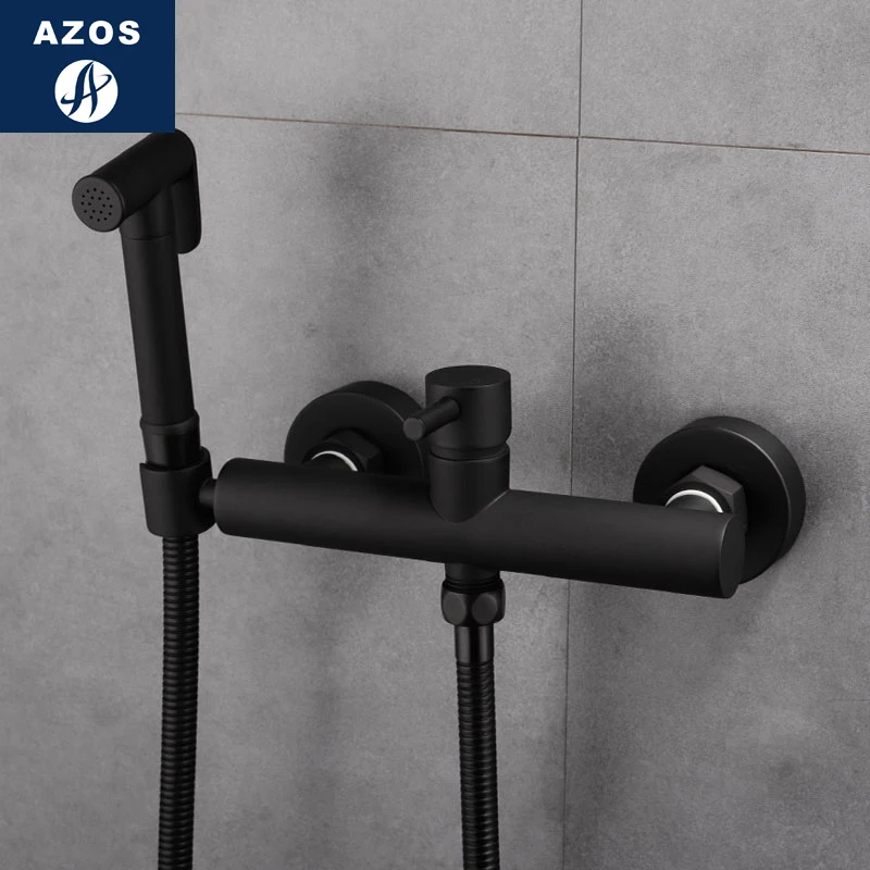 

Azos Bidet Faucet Pressurized Sprinkler Head Brass Black Cold and Hot Switch Single Function Washing Machine Pet Bath Toilet Rou
