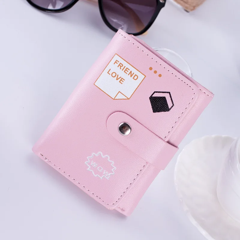 

Short student wallet Korean version of the small 3 fold fashion expression imprint wallet card pack coin purse magnetic buckle s