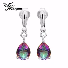 Gota de Agua de alta Calidad 2ct Genuino Rainbow Fuego Mystic Topaz Pendientes de gota de Plata de Ley 925 Para Las Mujeres Nueva Joya de piedra joyería