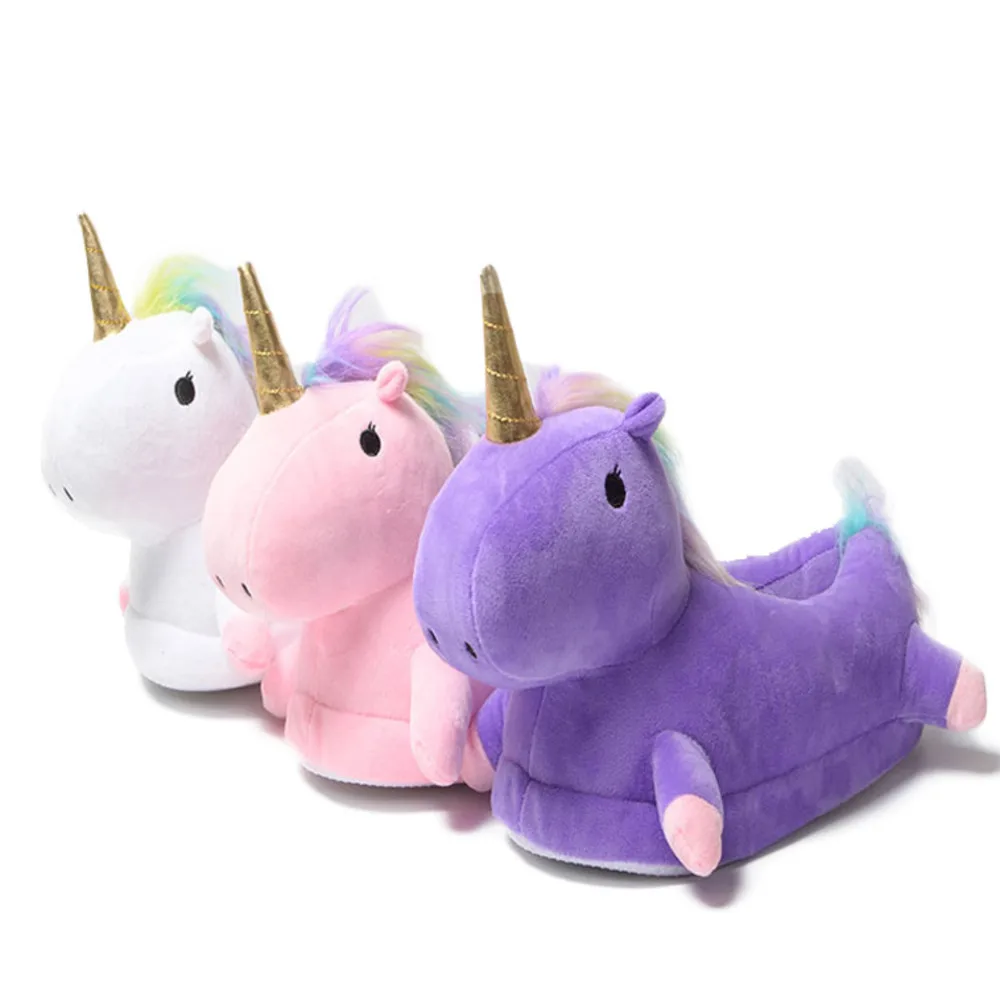 

Slipper Unicorn Women Winter Keep Warm Cotton Three-dimensional Modeling Small Male Horse Plush Home Furnishing Slipper Female