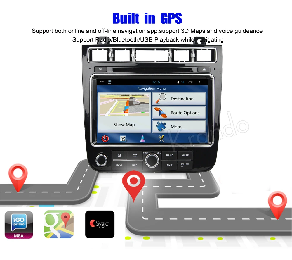 Discount Krando 8" Android 8.0 car navigation multimedia system DVD player GPS for VW touareg 2015 2016 1017 audio radio 3G DAB bluetooth 2