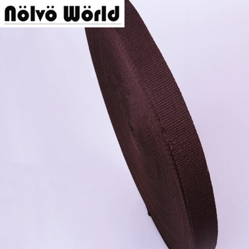 

25mm 1" wide 1.8mm thick pure cotton canvas webbing tape bead weave dark coffee belt webbing straps backpack bag strap 10yards