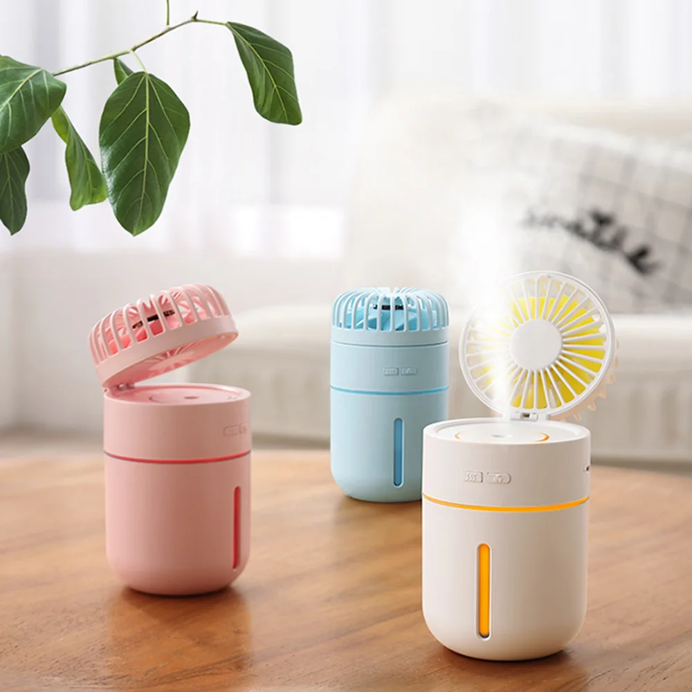 

KBAYBO USB Fan with Air Humidifier 400ML USB Aroma Essential Oil Small USB Cooling Fan Cooling Air Humidifier