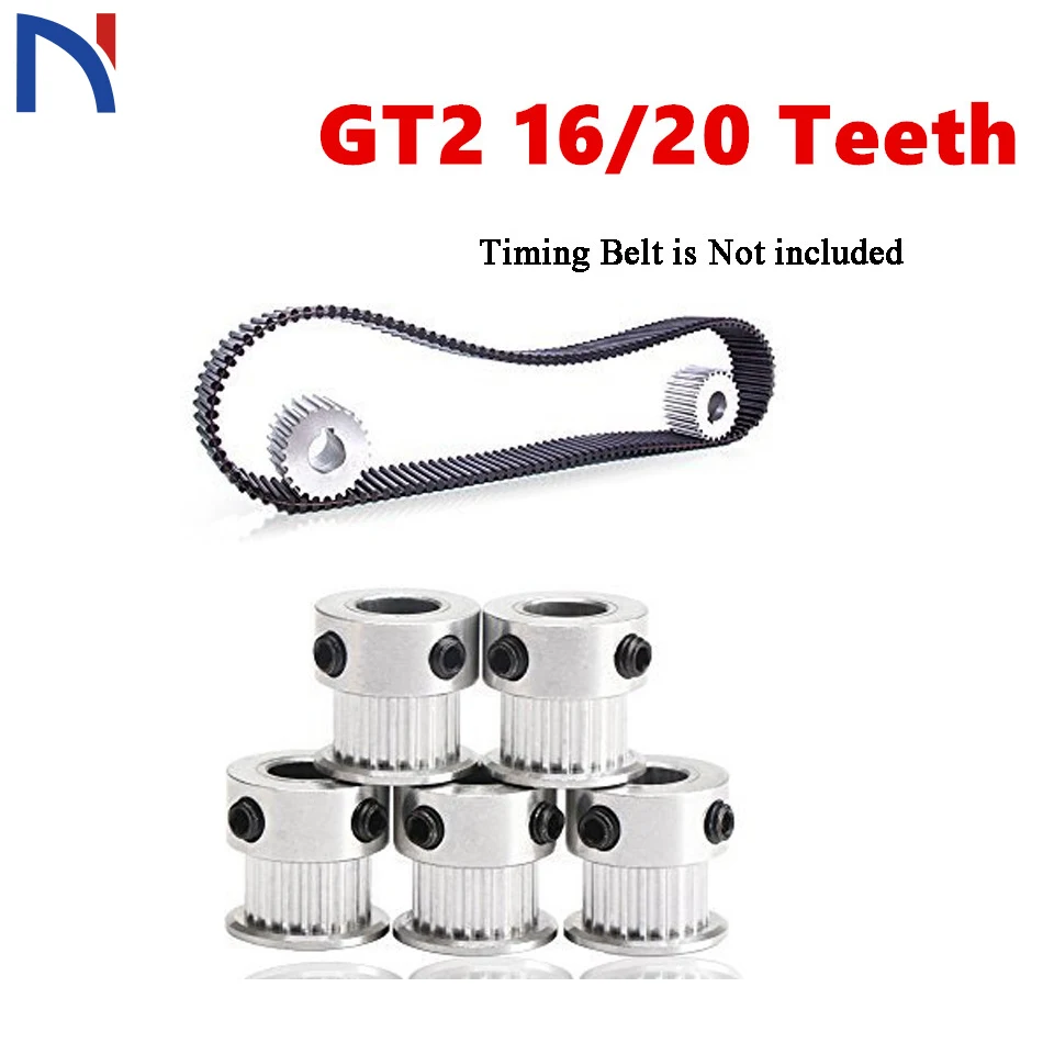 

GT2 Pulley 3D Printer Parts Accessory GT2 20Teeth 16Teeth 16 20 Teeth Bore 5mm/8mm Timing Alumium for GT2 6mm Open Timing Belt