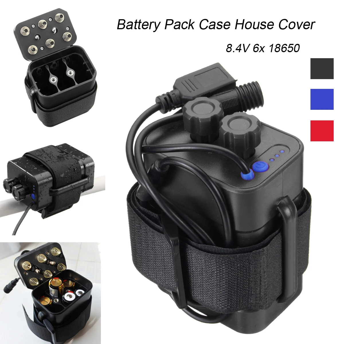 8.4V 6x 18650 Cycling Safety Waterproof Battery Pack Case House Cover