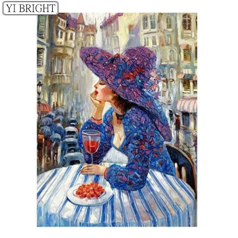 

DIY 5D Diamond Painting People Needlework Craft Gift Full Square Drink Red Wine Lady Diamond Embroidery Cross Stitch Kits XY1