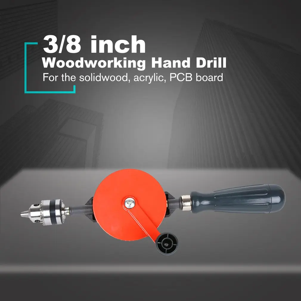  3/8 Inch Powerful Manual Drill DIY Woodworking Hand Drill Teaching Supplies Double gear drive mecha - 33047270490