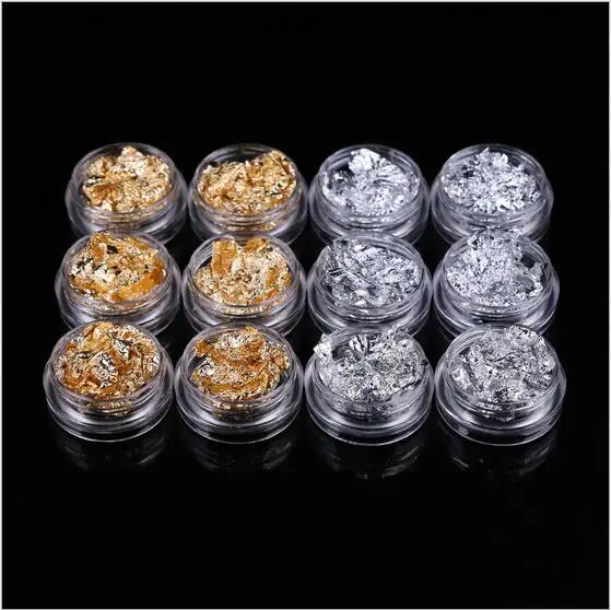 

2 colours Nail gold leaf silver leaf Foil Paper Nail Art Decoration Tools