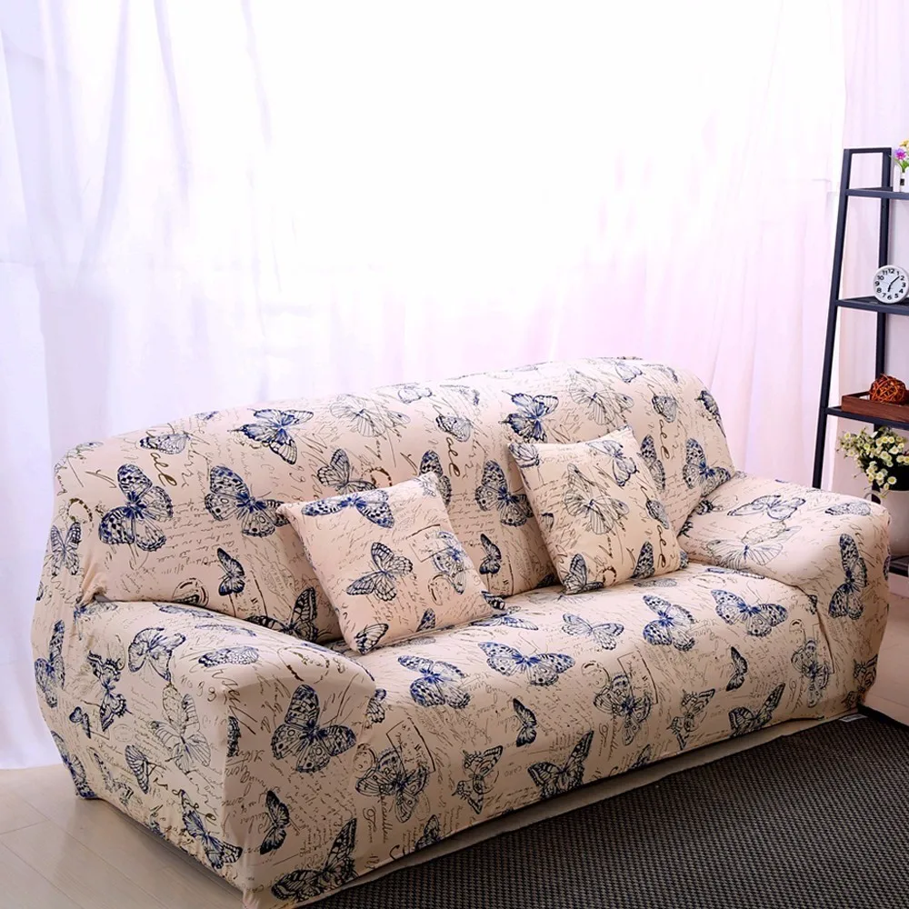 

Elastic Dancing Butterfly Printed Slipcovers Tight Wrap Sofa Cover All-inclusive Sectional Full Sofa Towel 1/2/3/4 seater