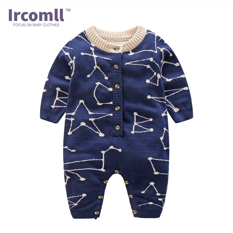 Высококачественный Осенний комбинезон для новорожденных Ircomll Хлопковый вязаный
