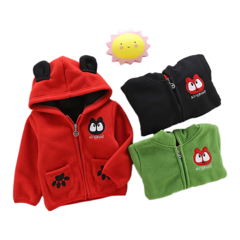 

Pure Color Baby Clothes Polyester High Quality Coat For Childern Soft Autumn Kid Hoodies Cartoon Pattern Baby Coat Free Shipping