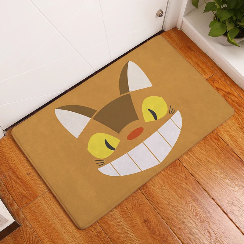 Cartoon Totoro Design Cassette Tape Printed Funny Rugs Durable Indoor Outdoor Floor Mat Coral Velvet Non Slip Bathroom Mats