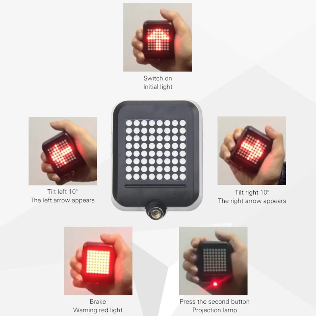 

Bicycle Intelligent Turn Tail Light Signal Light Brake Light Projection Lamp LED Infrared Warning Light Accessories