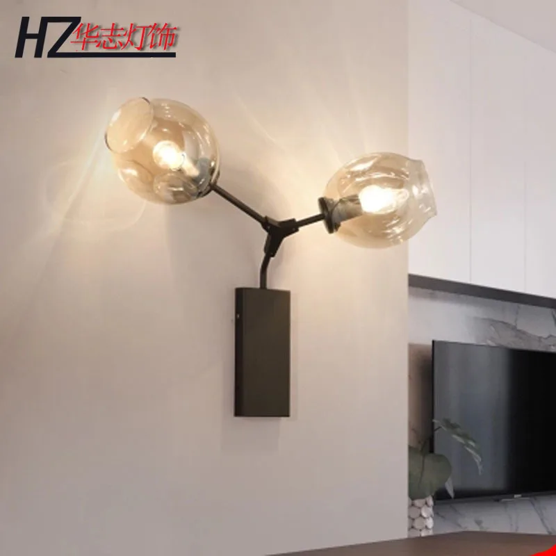 

Nordic restaurant, living room, aisle hallway, iron art, personality, glass wall lamp, molecular lamp
