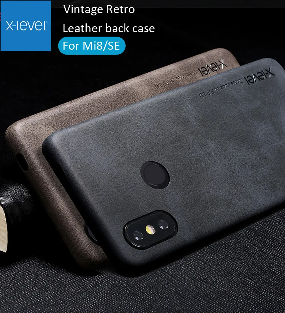

X-Level Vintage Cover Case For Xiaomi Mi8 Mi 8 Se Lite Retro X Level Matte Frosted Leather Back Protective Shell