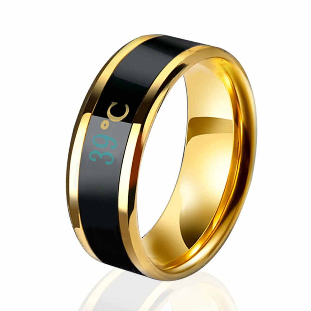 

Color Changing Couple Ring Temperature Sense Fashion Multi Sizes Smart Ring Multi Colour Stylish Refined Titanium Steel Gifts