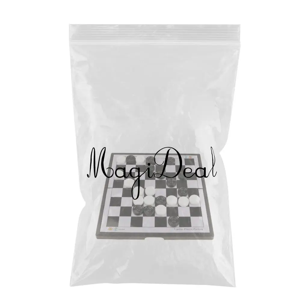 White and Black Portable International Chess Checker Set for Educational Toys w/ Folding Board