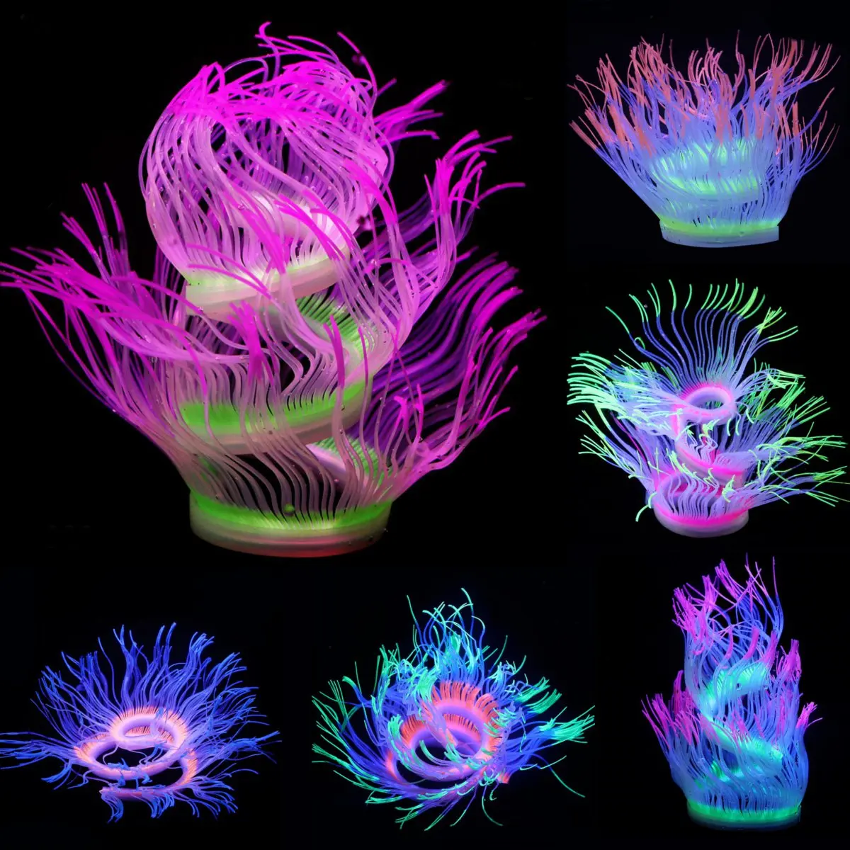Силиконовый аквариумный искусственный Коралл, морской анемон, украшение для аквариума, имитация растений, водный домашний орнамент для домашних животных, 6 цветов, 50 см