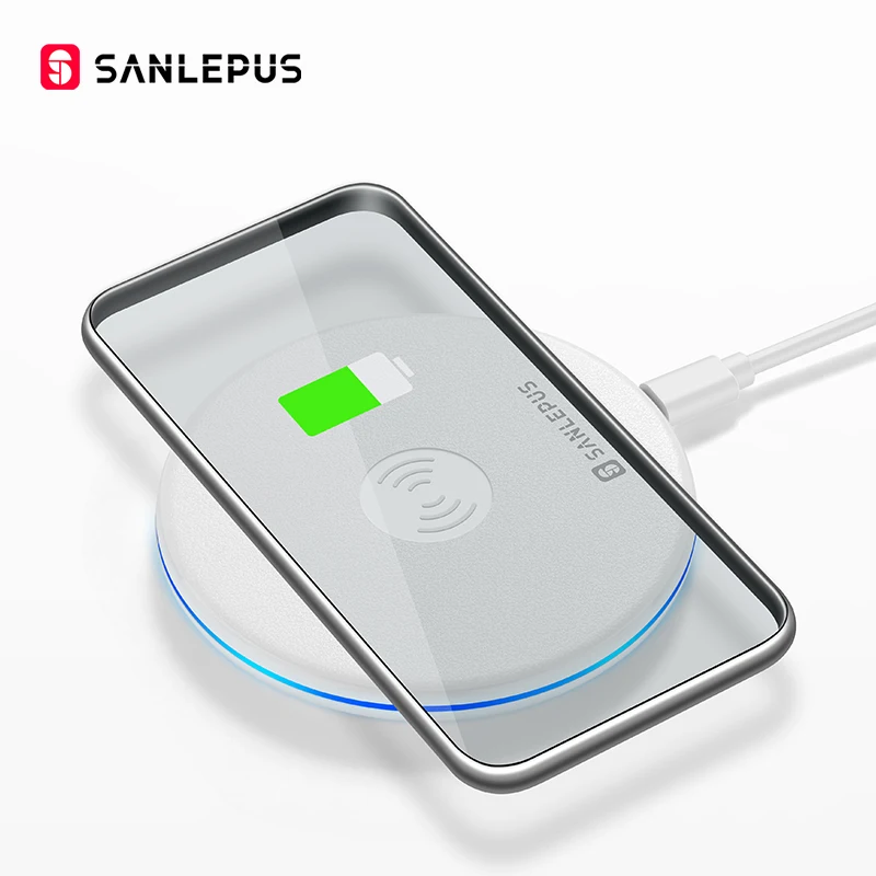 Беспроводное зарядное устройство SANLEPUS Qi для iPhone X XR XS Max 8 Plus, портативная зарядная подставка для телефона samsung S8 S9 Note S10+ Xiaomi Mi 9 - Тип штекера: White