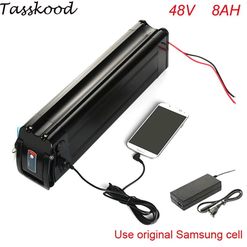 

No taxes 48v 8ah ebike lithium battery 48v 750w fish battery for electric bike with BMS + charger+USB Port
