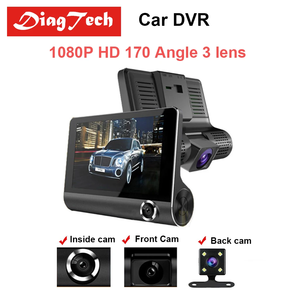 

Gryan Car DVR 3 Cameras Lens Dash Camera 4.0 Inch Dual Lens With Rear View Camera Video Recorder Auto Registrator Dvrs Dash Cam