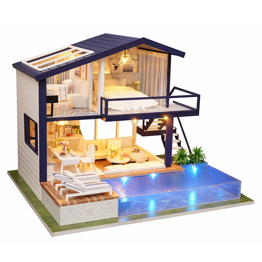 

New Furniture Doll House Wooden Miniature DIY DollHouse Furniture Kit Assemble Doll Home Toys For children Time Apartment