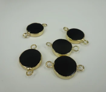

5pcs/lot wholesale Dream Stone Bead Gem Around Shape Black Jewelry Beads Jewelry Making Connector with Plating