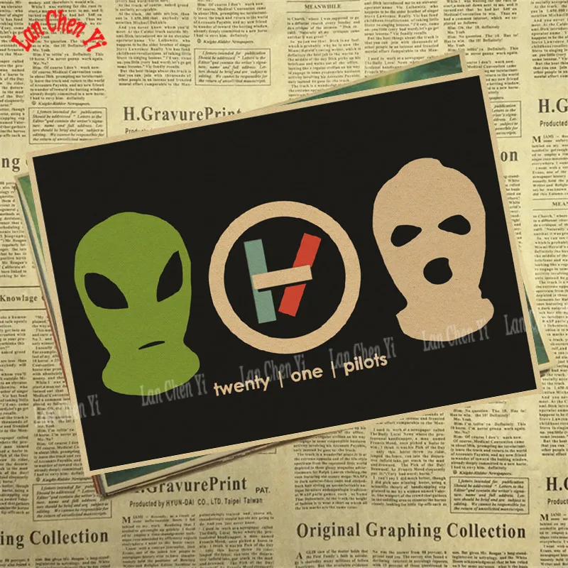 Twenty One Pilots самая популярная Альтернативная рок-группа крафт-бумага плакат настенный стикер домашний декор - Цвет: Светло-зеленый