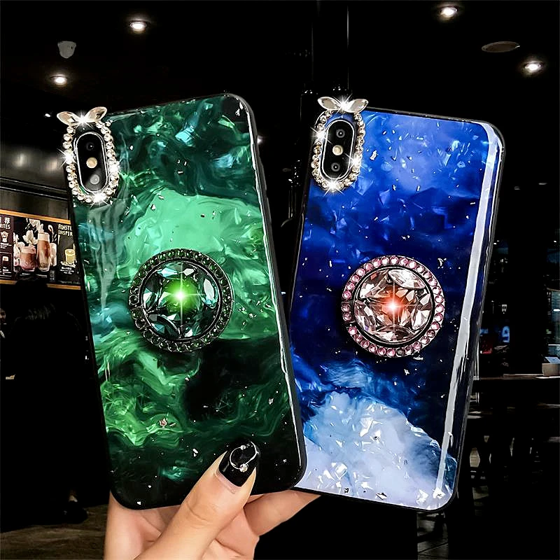 Блестящий Мраморный Алмазный чехол для телефона iphone XS MAX 8 6 7 plus X XR эпоксидный