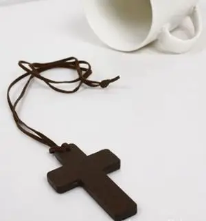 

JETTINGBUY Fashion Jewelry Women Ladies Retro Wooden Cross Pendants Leather Necklace For Sale 1PC