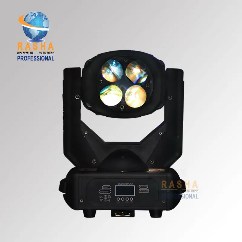 

Rasha New Best Sell 4*25W LED's (100W)LED Super Beam+Wash Moving Head Light,LED Gobo Moving Head Beam Effect For Club,Bar,Event