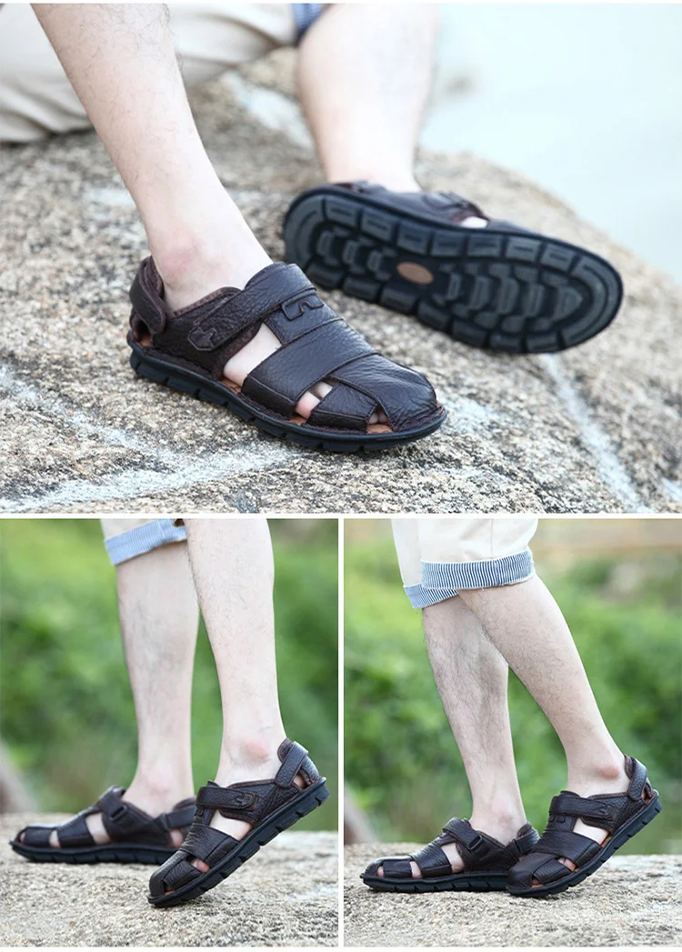 COSIDRAM/Роскошная Летняя обувь из натуральной кожи; мужские сандалии; модные мужские сандалии; пляжная обувь; дышащая обувь на мягкой подошве; коллекция года; RMC-978