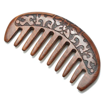

Wood Comb Wooden hair comb Natural Comb-Anti Static Massage through the comb (Flower-Wide tooth)