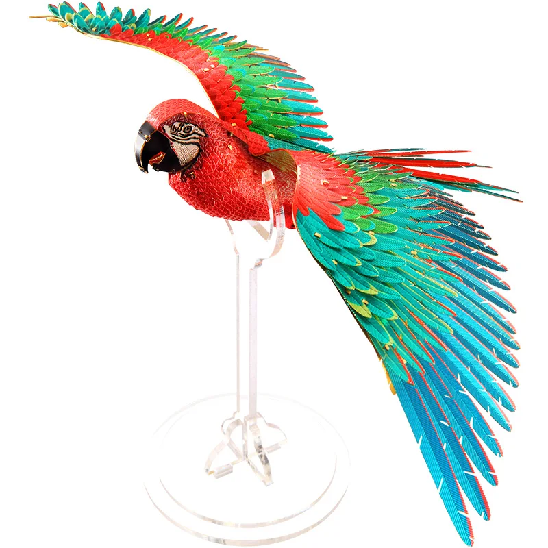 

Piececool Colorful Scarlet Macaw Model 3D laser cutting Jigsaw puzzle DIY Metal model Nano Puzzle Kids Educational Puzzles Toys