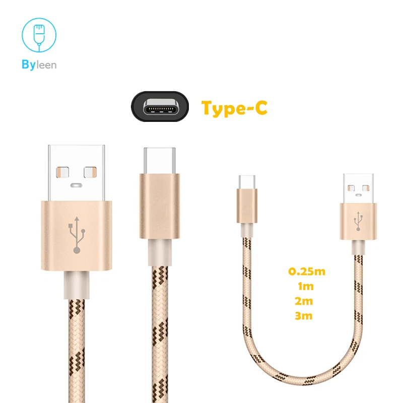 Нейлоновое зарядное устройство BYLEEN USB 3 0 Type C длина кабеля 25 см 1/2/3 метра для Meizu 16th