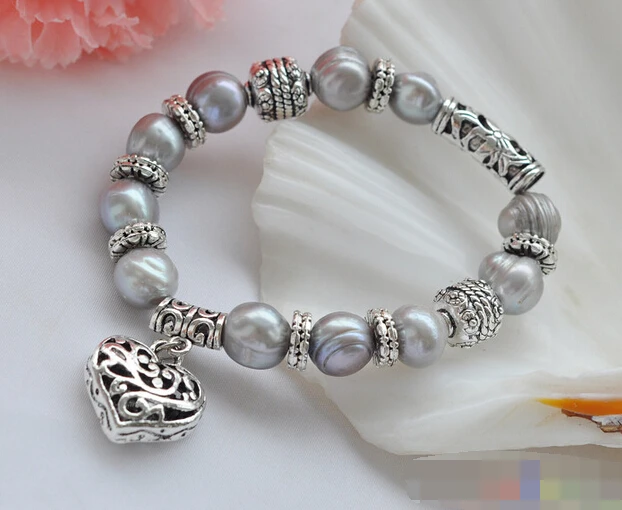 

FREE SHIPPING>>>@@ > 08799 gray round freshwater pearl bracelet