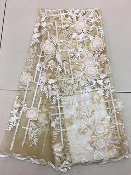 

3D Flower France Nigeria Lace Fabric 2018 High Quality Tulle African Lace Fabric Wedding African French Tulle Lace RF2529