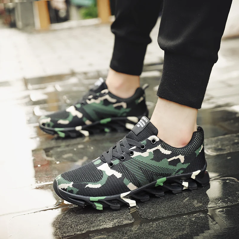 

Jogging Sport shoes Women Camouflage Sneakers Light weight Lace-up Brand design Hard Court Blade Sole 2019 Running Shoes For Men
